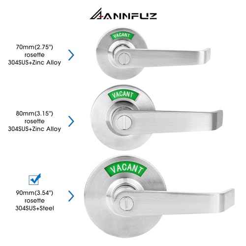 Vacant Occupied Bathroom Door Handle Lock,Privacy Lever with Large Indicator,in-Use or Vacancy Indication Occupied Deadbolt,Commercial Door Handle Lock for Public Restrooms(Satin Nickel)