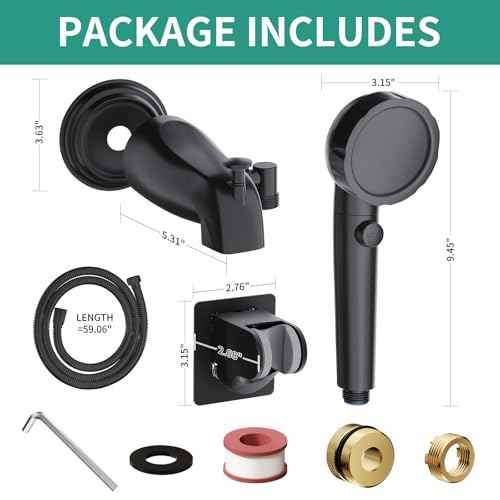 All Metal Bathtub Faucet Sprayer Attachment, Tub Spout with Diverter and Filtered Shower Head, Bathtub Hose Attachment for Tub Faucet, 3 Settings Hand Held Shower with On/Off Switch (Black)