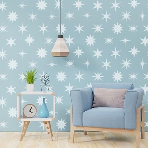 FINGERINSPIRE 9PCS Stars Stencils with 1Pc Plastic Paint Brush 5.9x5.9inch 9 Styles Star Burst Pattern Drawing Templates for Painting on Wood Canvas Fabric Wall Furniture
