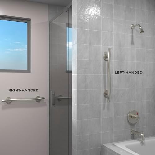 HEALTHCRAFT (2X Pack) Wave Decorative Grab Bars, ADA Compliant Bathroom Safety Bars for Seniors, Wall-Mounted, Supports Up to 500 lbs (Left & Right) (Brushed Stainless Steel, 24 Inch)