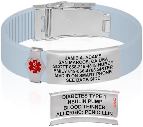 Divoti Custom Engraved Medical Alert ID Bracelet – Dual-Sided Laser Etching, Silicone Wristband, Stainless Steel Security Clasp – Adjustable & Trim-to-Fit – Emergency Medical Info Band for Men & Women