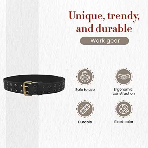 Style n Craft 2" Wide Heavy-Duty Poly Webbing Work Belt, Durable and Rugged Belt with Double-Prong Metal Roller Buckle, Black (95012)