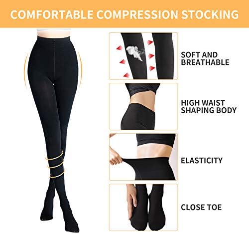 2 Pairs Compression Pantyhose for Women 20-30 mmhg Plus Size Stockings Support Hose