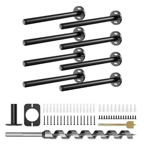 8pcs Wall Shelf Brackets Heavy Duty Floating Shelf Bracket Hidden,Invisible Black Shelving Brackets Decorative Floating Shelf Hardware Heavy Duty,Metal Shelf Support Bracket (8 inch-8pcs)