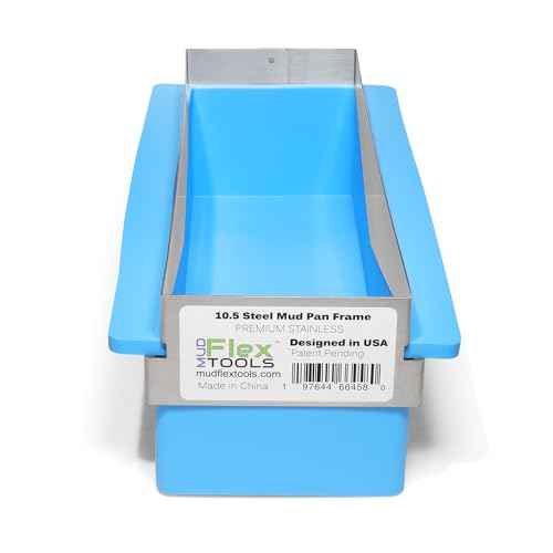 10.5" Steel Mud Pan Frame - Flexible - Rustproof - Lightweight -Metal Knife Cleaning Edges - Attaches to MUDFLEX Soft Ez Grip Silicone Drywall Mud Pan Sold Separately