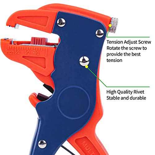 BOENFU Automatic Self Adjusting Wire Stripper, Quick Strip 2 in 1 Eagle Nose Wire Stripper, Red, 7 Inches