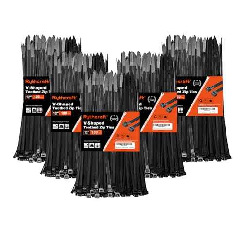 Zip Ties Heavy Duty 12 inch£¬V-Shaped Toothed Double Sided With 200 LBS Tensile Strength Cable Ties £¬Extra Large Wire Ties Adjustable Nylon Tie Wraps for Indoor Outdoor Patented Design£¨400 Pack Black£©