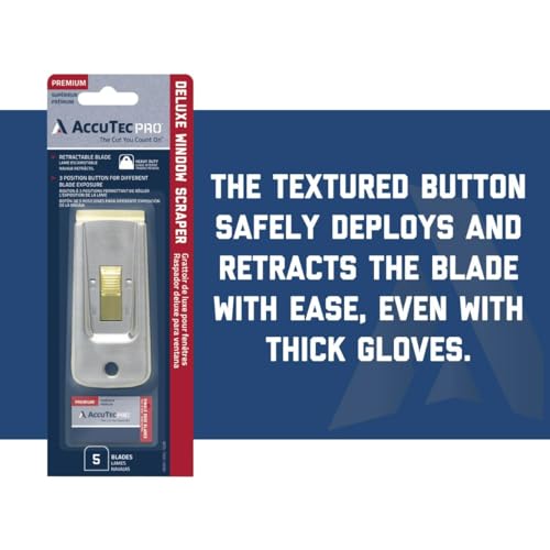 Deluxe Window Scraper - Precision in Tight Corners, Compatible with 0.009" or 0.012" Blades, Includes 5 Carbon Steel Blades - APTL-7001