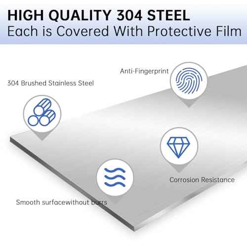 2 Pcs 304 Stainless Steel Sheet Metal Gap Filler Trim Strip (30"x 1.5"x 0.04" Thickness)£¬Brushed Metal Finishing Sheet for Home Kitchen Tools
