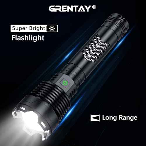 Rechargeable LED Flashlights 6000.000 High Lumens, Super Bright Flashlight with Input and Output Functions, Tactical Flashlight for Camping Home Emergencies (Large, Piece, 1)