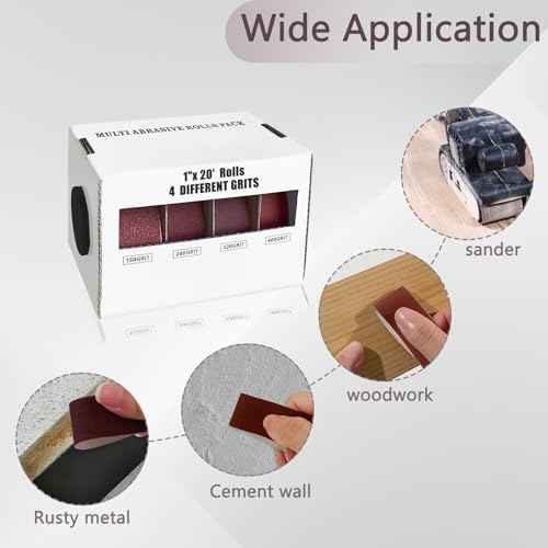 4 PCS Emery Cloth Roll, Sand Paper Assortment Pack Sandpaper 4 Grits Assorted for Wood Metal Sanding, Wet Dry Sandpaper 150/240/320/400 Grit