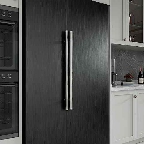 Livelynine Brushed Black Peel and Stick Wallpaper Stainless Steel Contact Paper for Appliances Dishwasher Refrigerator Door Covers Fridge Vinyl Wrap Waterproof Kitchen Counter Top Cover 15.8x78.8
