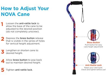 NOVA Heavy Duty Walking Cane with Offset Handle Silver