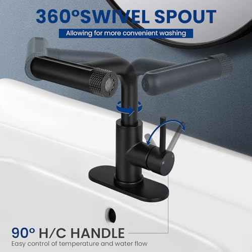 Matte Black Bathroom Faucet with Pull Down Sprayer, 6 Water Mode, Single Handle, 1 or 3 Hole Bathroom Sink Faucet with Pop Up Drain for RV Bar Laundry Vanity