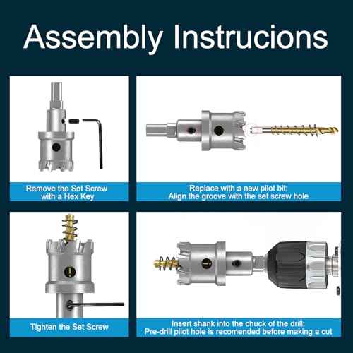 TCT Hole Saw Set, 4"(100mm) Heavy Duty Tungsten Carbide Tipped Hole Cutters for Stainless Steel Mild Steel Copper Iron Brass Plastic and More, with Titanium-Plated Pilot Drill Bits