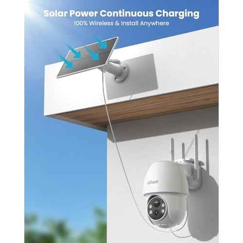 ieGeek Solar Security Cameras Wireless Outdoor, 2K 2.4G WiFi Camera with Solar Panel and Battery Powered, Color Night Vision with Spotlight, 360¡Æ PTZ, 2-Way Audio, PIR Motion Sensor, no Subscription