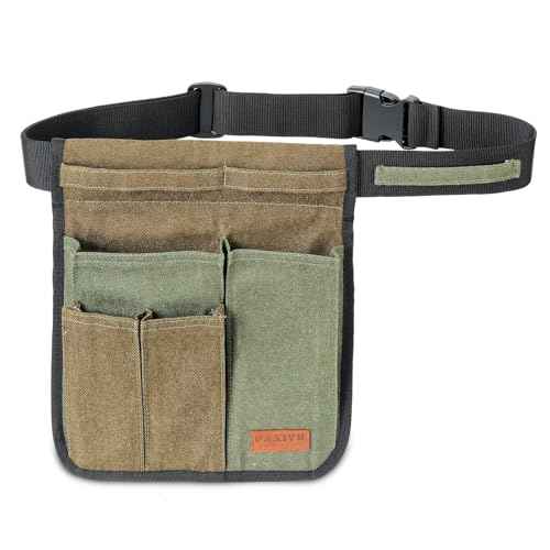 Garden Tool Belt for Men & Women, Denim Slim 4-Pocket Adjustable Garden Apron - Lightweight Utility Belt for Gardening, DIY, Carpenter, Painting, Seamstress, and Crafting Tool Pouch (Green)