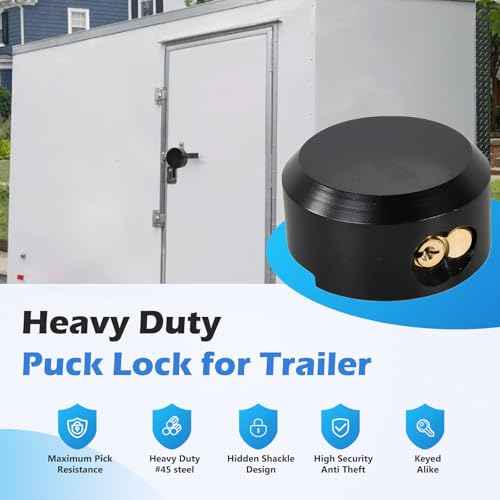 3 Pack Puck Locks for Trailers Keyed Alike 2-7/8¡± Hidden Shackle Padlocks Heavy Duty Solid Steel Trailer Door Lock W/6 Keys High Security Anti Theft Van Door Lock for Trucks Shed