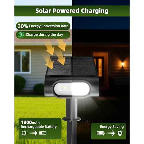 EZVALO Solar Spot Lights Outdoor Waterproof IP67, 3 Lighting Modes Landscape Spotlights, Efficient King-Size LEDs, Solar Powered for Garden Yard Pathway (4Pack-Cool White)