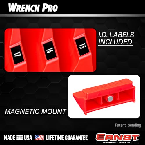 Ernst Manufacturing Wrench Pro - Modular Wrench Organizer for 20 Tools with Magnetic Base - Made in the USA
