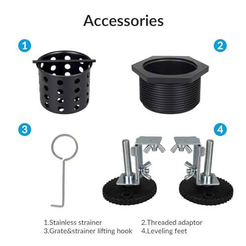 36 Inch Removable Cover Linear Shower Drain 304 Stainless Steel Rectangular Floor Drain for Kitchen Bathroom Square Hole Drain with Accessories Hair Strainer Adjustable Leveling Feet (Matte Black)