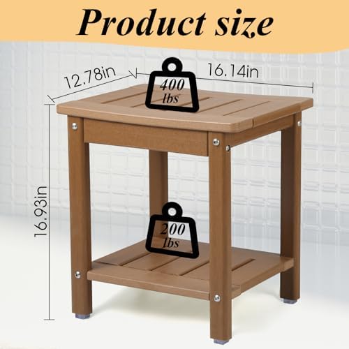 Shower Chair, HDPE Shower Bench for Inside Shower to Sit On It, Shower Stool with Storage Shelf 2-Tier Spa Stool for Elderly,Water Resistant & Non-Slip Design Shower Seat Bench (Teak S Size)