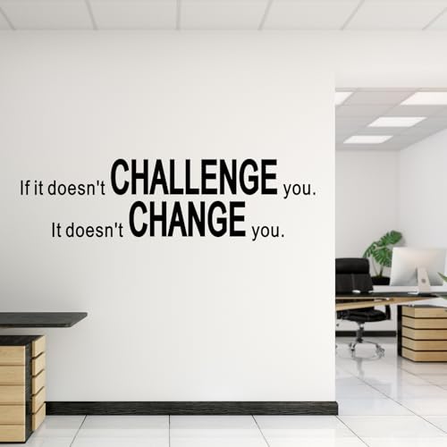 Motivational Quotes Wall Stickers for Gym: Office Inspirational Positive Vinyl Art Wall Decals for Classroom School Bedroom Living Room - If it Doesn't Challenge You 25" X 7"