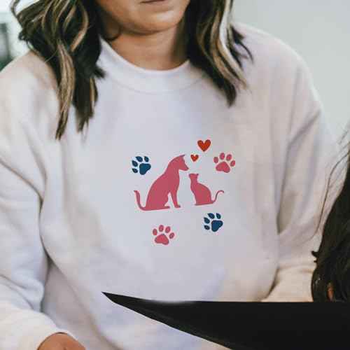 MAYJOYDIY 2pcs Cat Dog Stencils 11.8¡¿11.8inch Love Pet Animal Stencil with Paint Brush Reusable Dog Paw Print Bone Dog Bowl Template for DIY Craft Canvas Wall Wood Home Decor