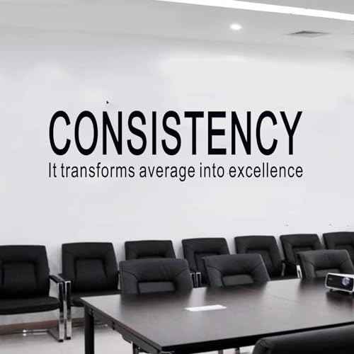 SEATUNE Office Inspirational Quotes Wall Stickers - Teamwork Positive Motivational Wall Decals - Workplace Home Vinyl Art Wall Decor - Consistency It Transforms Average into Excellence 25"X7"