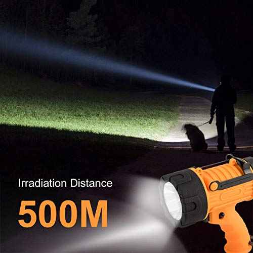 YIERBLUE Rechargeable Spotlight,Handheld Rechargeable Flashlight 200,000 Lumens LED, IP67 Waterproof 12 Hours Running for Boating, Camping, Hunting