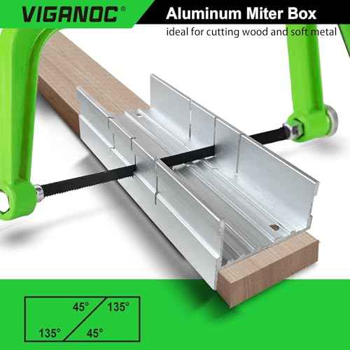 Metal Mitre Box by Aluminium and Steel Construction, 5.3 Inch Small Tiny Mitre Box for Manual Saw and Handsaws with 3 Cutting Angles - Ideal For Cutting Wood and Soft Metals