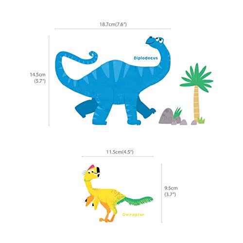 DECOWALL DS4-8032 Colourful Dinosaur Kids Wall Stickers Wall Decals Peel and Stick Removable Wall Stickers for Kids Nursery Bedroom Living Room B (Small)