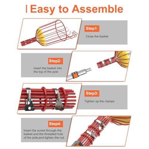 AgiiMan 5 to 20 FT Fruit Picker Pole - Reach to 26 FT Fruit Picker with Telescopic Extension Pole, Lightweight and Sturdy Aluminum Telescopic Pole, Easy to Assemble Fruit Picking Basket