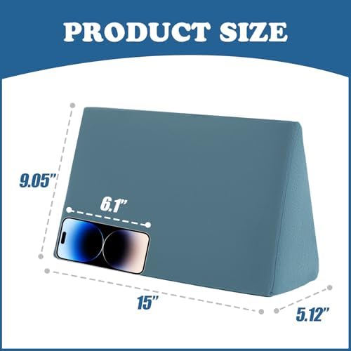 Small Wedge Pillow, Wedge Pillow for Bed Sores, Positioning Wedge, Mini Pillow for Laptop and Yoga, Small Foam Wedge for Chair (1 Unit, Light Blue)
