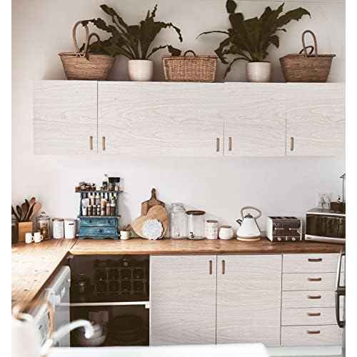White Wood Contact Paper for Cabinets/Drawers Wood Grain Peel and Stick Wallpaper for Furniture Kitchen Shelf Liner Self-Adhesive Wallpaper Vinyl Waterproof Easy to Install/Clean17.7inW 630inL