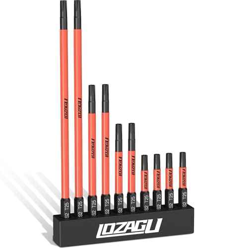 10-Piece T25 Torx Bits, 2'' to 6'' (50-152mm), Magnetic T25 Torx Bits for Impact Driver, 1/4 Inch Hex Shank | S2 Steel