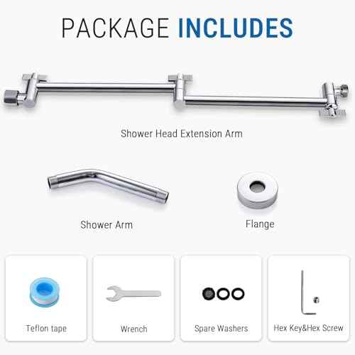 G-Promise 18 Inch Shower Head Extension Arm with Shower Arm and Flange, Solid Brass Flexible Height & Angle Extender with Lock Joint, Compatible with Rainfall and Handheld Showerhead (Chrome)