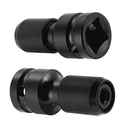 2 Pcs Drill Socket Adapter - 1/2 Inch Square Drive to 1/4 Inch Hex Shank Impact Wrench Adapter with Quick Release Chuck Converter for Impact Ratchet Wrench and Screwdriver Bit Holding Socket