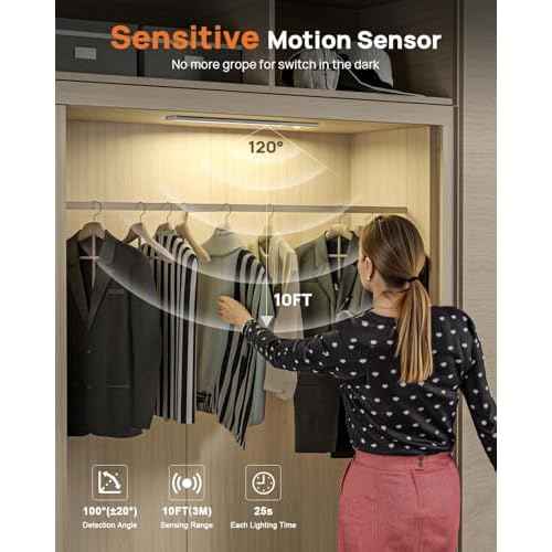 Under Cabinet Lights, 80 LED Motion Sensor Light Indoor,4000mAh USB Rechargeable Closet Light with Remote Control,3 Color Temps Wireless Under Counter Lights for Bedroom,Kitchen,Stairs,4 Pack
