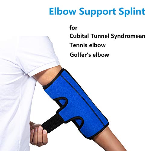 Elbow Brace for Cubital Tunnel Syndrome, Elbow Immobilizer Stabilizer Support Splint for Arthritis Pain Relief Tendonitis at Night Sleeping,Arm brace for Women and Men, Fits Right & Left (Blue, L)