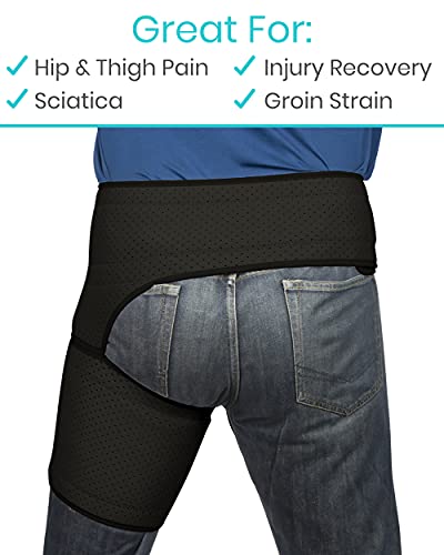 Vive Hip and Groin Brace - Sciatica Brace - Bursitis Hip Pain Relief for Women and Men - Hip Flexor Compression Wrap Support - Thigh, Hamstring Recovery for Joints, Nerve Pulled Muscles and Arthritis