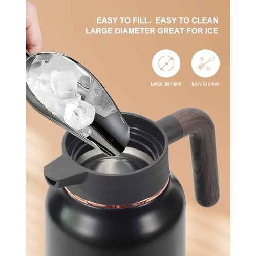 2 PCS Thermal Coffee Carafe 70 oz - 36 Hour Hot Stainless Steel Carafes for Hot Liquids-Insulated Coffee Carafes For Keeping Hot/Cold Coffee, Tea, Water, Drink Dispenser for Parties(Black/Black)