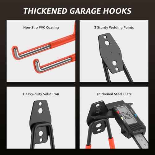 20 Pack Utility Steel Heavy Duty Wall Mount Garage Hooks,with Anti-Slip Coating,for Hanging Bikes,Ladder,Ropes,Bulk Items,Power,Yard and Garden Tools