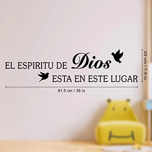 Bible Verses Wall Decor Sticker, El Espiritu De Dios Esta En Este Lugar Christian Wall Decal Vinyl, Home Decor Inspirational Wall Stickers for Living Room Bedroom 36"X7.9"