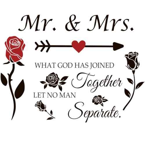 Mr. and Mrs. Wall Decor Sticker Peel and Stick Wedding Sayings Art Lettering Stickers Vinyl Wall Decal Wedding Anniversary Decor Bedroom Living Room Home Decorations.