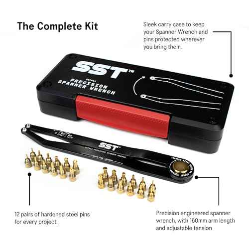 SST¢ç - Precision Spanner Wrench ? For Obscure Hardware & Fasteners ? Includes 12 Metric & Imperial Steel Pin Sizes ? Adjustable Tension ? 160mm Arm ? 180¡Æ Movement ? With Storage Case