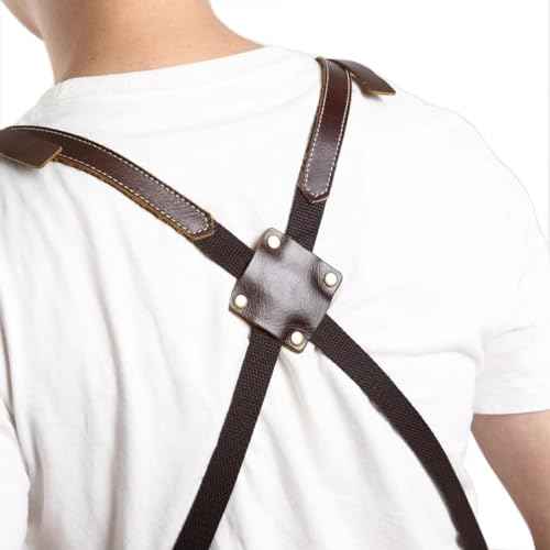 Midkit One Size Fits Utility Apron Adjustable Cross-Back Straps Multi-Use Portable Waxed Canvas Aprons With 5 Tool Pockets