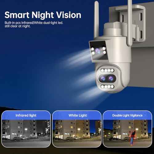 JOOAN Outdoor Security Camera 2Kx3 3Lens 2 Screen¡¼10X Optical Zoom & Auto Tracking¡½ Home Surveillance IP Cam 360¡ÆPTZ 2.4G WiFi Wired IP66 Waterproof Motion Alert,8-256G Card/Cloud Storage,Siren Alarm