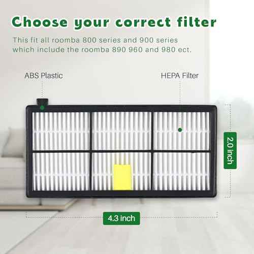 HEPA Filter 3 Pack for Roomba 800 900 Series High Efficiency Vacuum Filters Replacement | Compatible with iRobot 860/870/880/960/980 & Part #4636433
