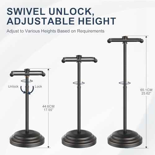 Bathroom Toilet Paper Holder Stand, Oil Rubbed Bronze Toilet Paper Holder Free Standing, Stainless Steel Pivoting Toilet Tissue Roll Holder£¬Adjustable Height (14 to 24 Inch) Paper Holder